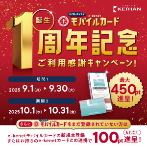 e-kenetモバイルカード誕生1周年記念 ご利用感謝キャンペーン！