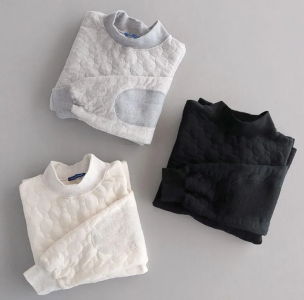 NATURAL LAUNDRY ドットキルトジャガード リブモックプルオーバー