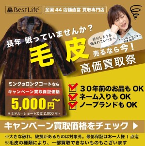 長年眠っていませんか？ 毛皮売るなら今！高価買取祭り