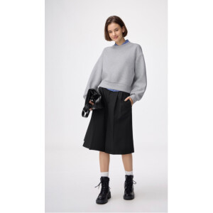 バミューダチェックショートパンツ×リブダブルジップカーデ