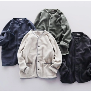 ORCHID フリースパイルノーカラーラグランカーディガンジャケット