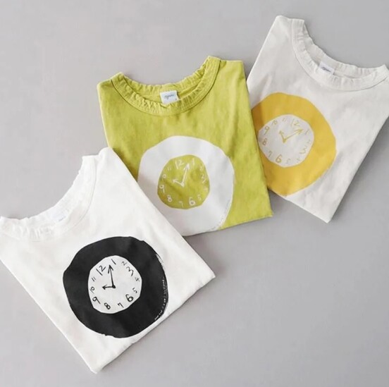 grin マナプール天竺 時計プリントTシャツ