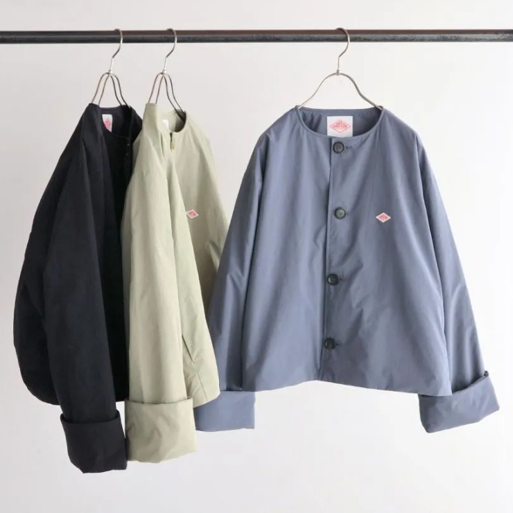 DANTON ピーチタフタ 中綿ノーカラージャケット