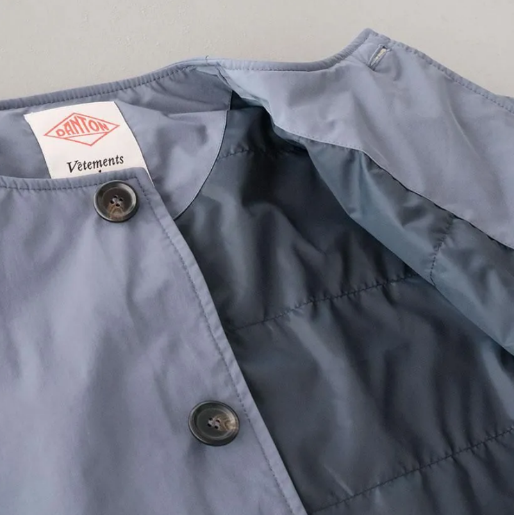 DANTON ピーチタフタ 中綿ノーカラージャケット