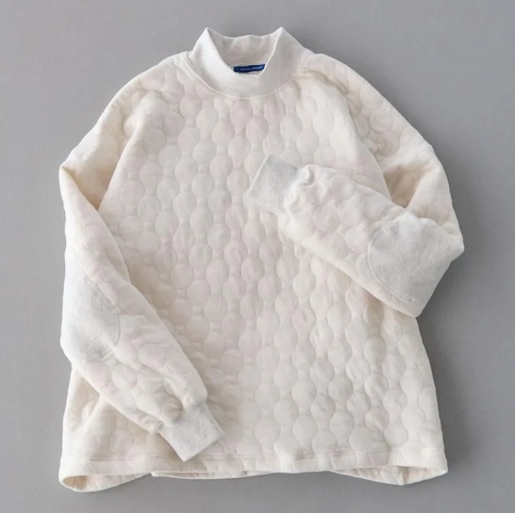 NATURAL LAUNDRY ドットキルトジャガード リブモックプルオーバー