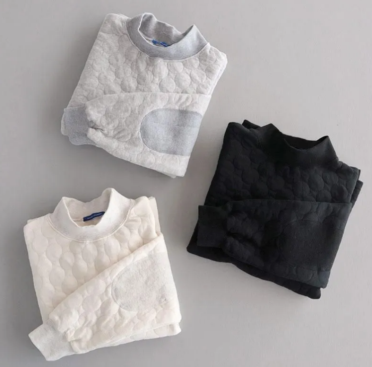 NATURAL LAUNDRY ドットキルトジャガード リブモックプルオーバー