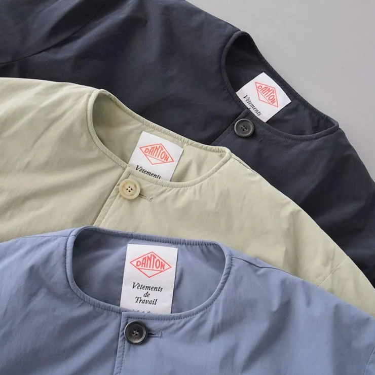 DANTON ピーチタフタ 中綿ノーカラージャケット