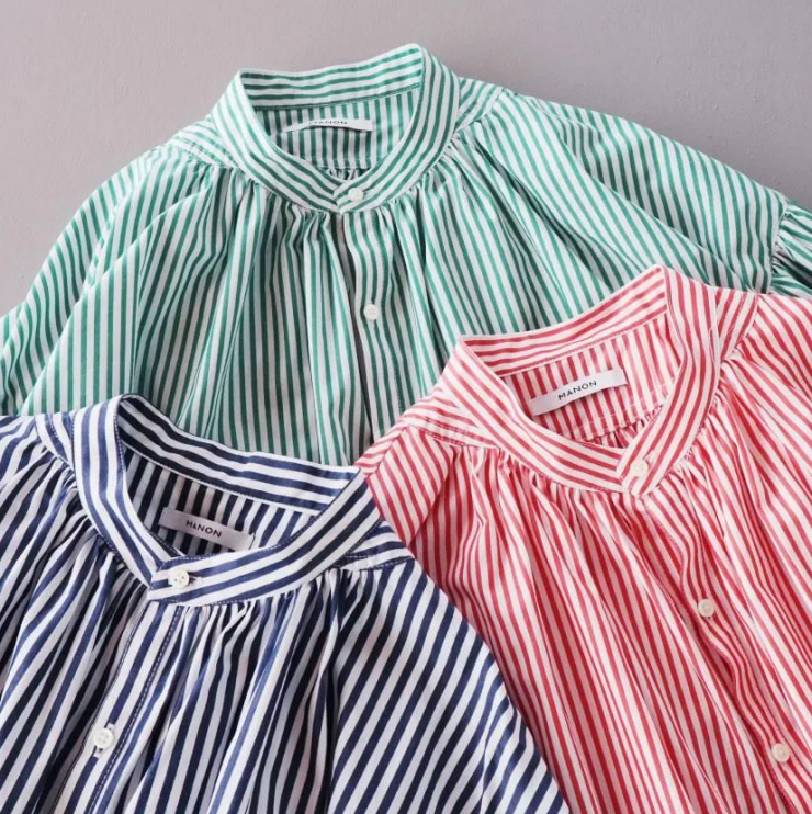 MANON ストライプ アミカルシャツ