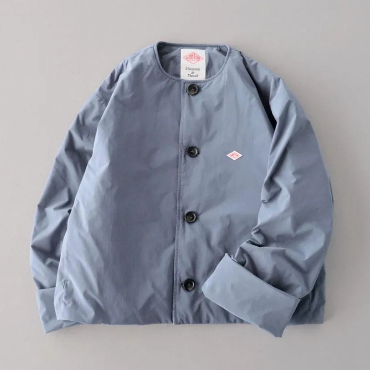 DANTON ピーチタフタ 中綿ノーカラージャケット