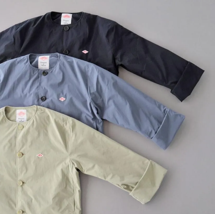 DANTON ピーチタフタ 中綿ノーカラージャケット