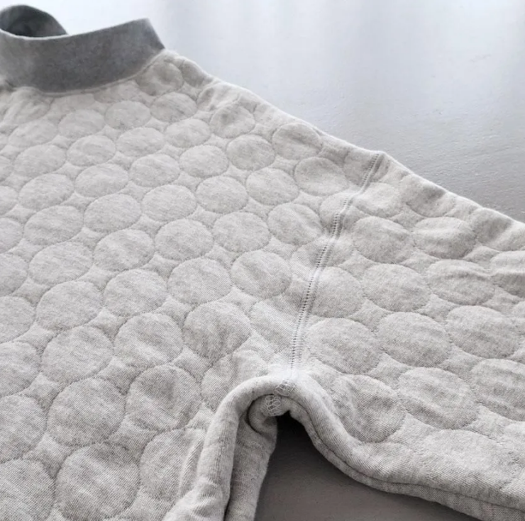 NATURAL LAUNDRY ドットキルトジャガード リブモックプルオーバー