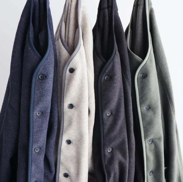 ORCHID フリースパイルノーカラーラグランカーディガンジャケット