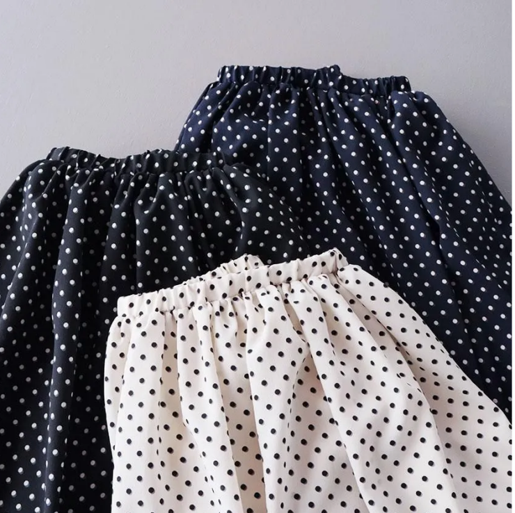 Veins イージーシフォンスカート／ドッドプリント