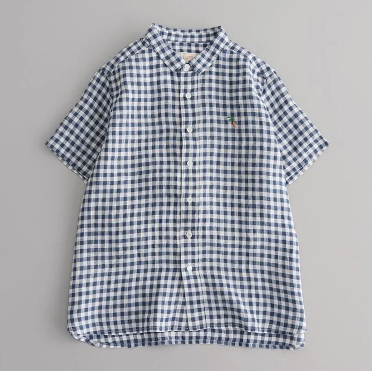 NATURAL LAUNDRY 60フレンチリネン ボーイズ刺繍シャツ