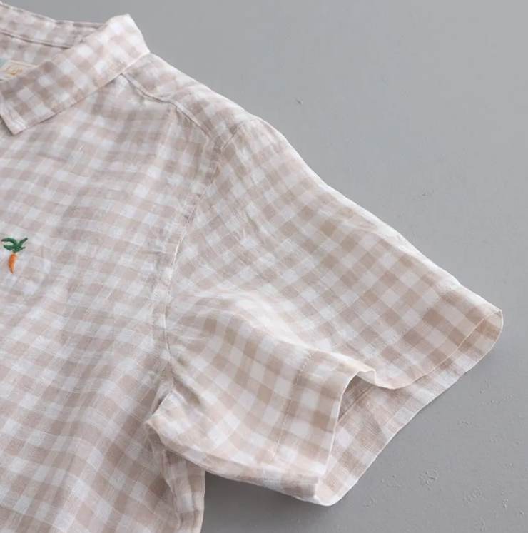 NATURAL LAUNDRY 60フレンチリネン ボーイズ刺繍シャツ