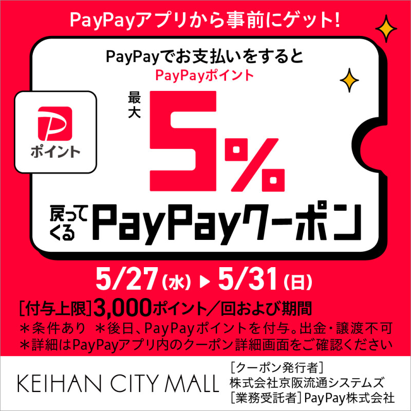 最大5%戻ってくる!PayPayクーポンキャンペーン